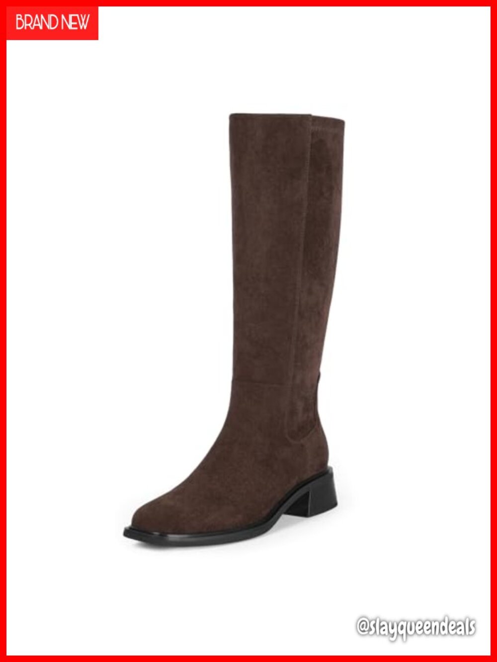 Knee High Boots Faux Suede Low Heel Tall Boots
